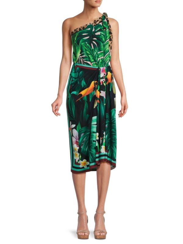 Dolce&Gabbana ?Tropical Silk Blend Midi Wrap Dress